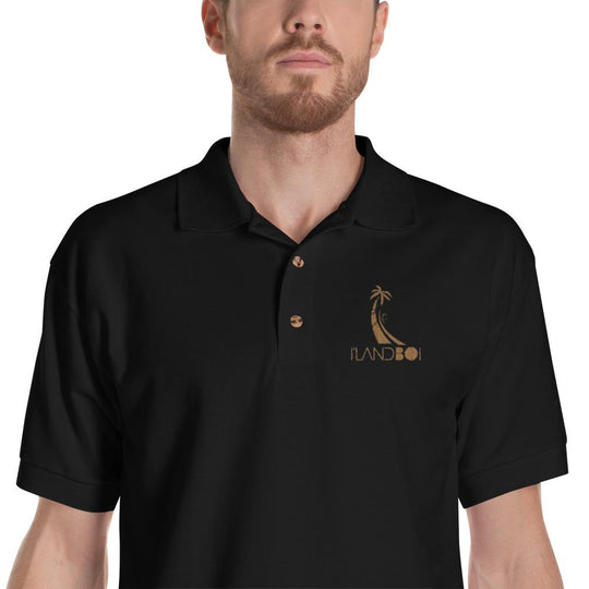 Gold Embroidered I'LAND BOI Polo Shirt - Islandgirlclothing