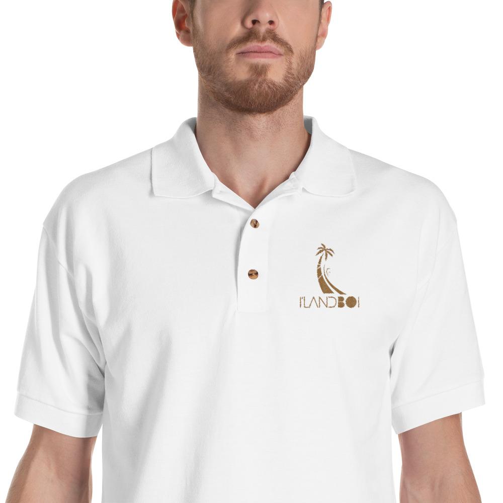 Gold Embroidered I'LAND BOI Polo Shirt - Islandgirlclothing