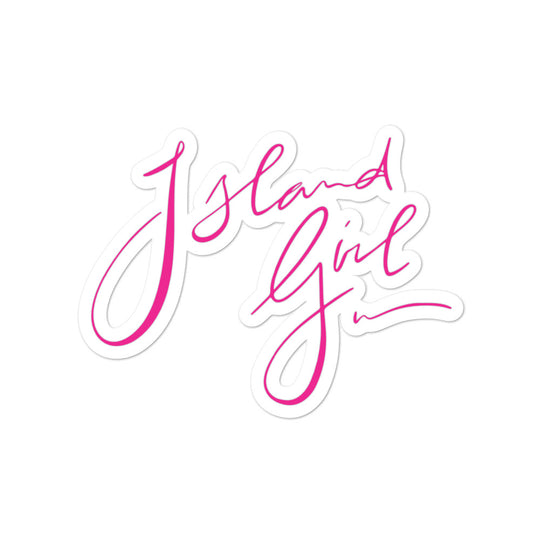 Pink Island Girl Signature sticker - Islandgirlclothing