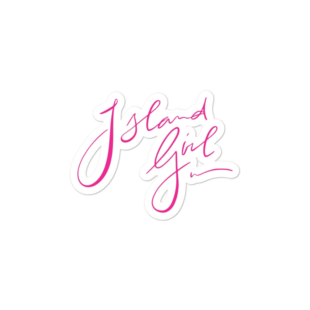 Pink Island Girl Signature sticker - Islandgirlclothing